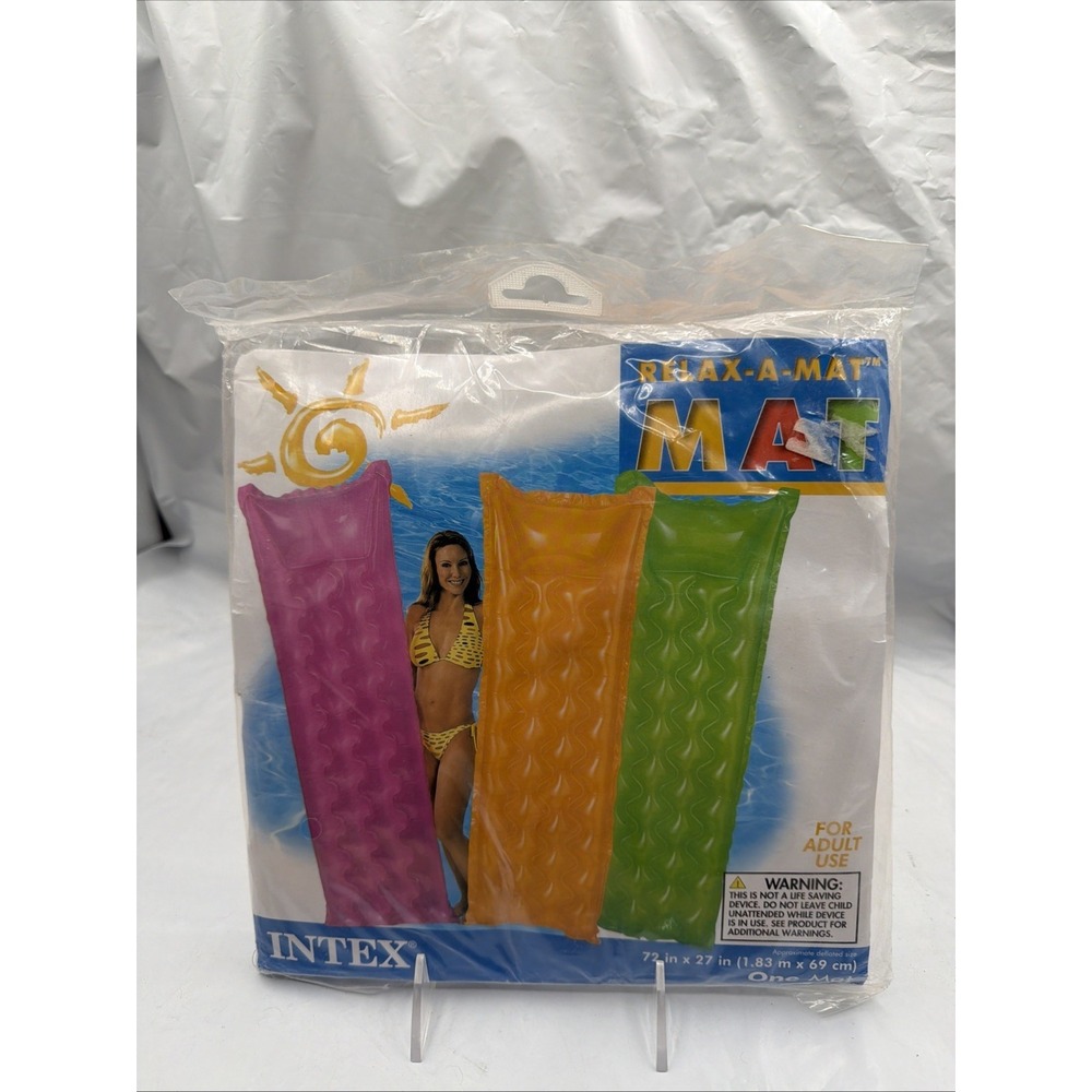 Inflatable Pool Float Bed 72" x 27" Relax-A- Mat Lounge Pool Raft Intex Orange - Picture 3 of 6